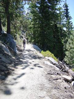 Riding along the Flume Trail