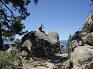 Enjoying the view from atop a big rock