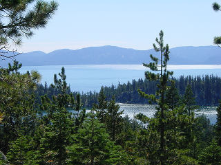 Looking down at Lake Tahoe with  Marlette Lake in the foreground